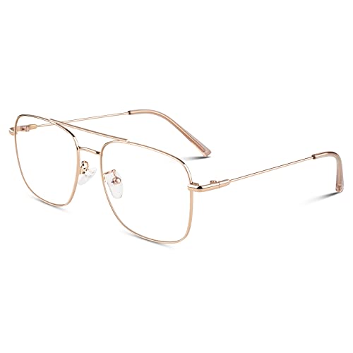 LINVO Fake Glasses Non-Prescription Clear Lens Metal Frame Fashion Eyewear for Women Men - Image 1