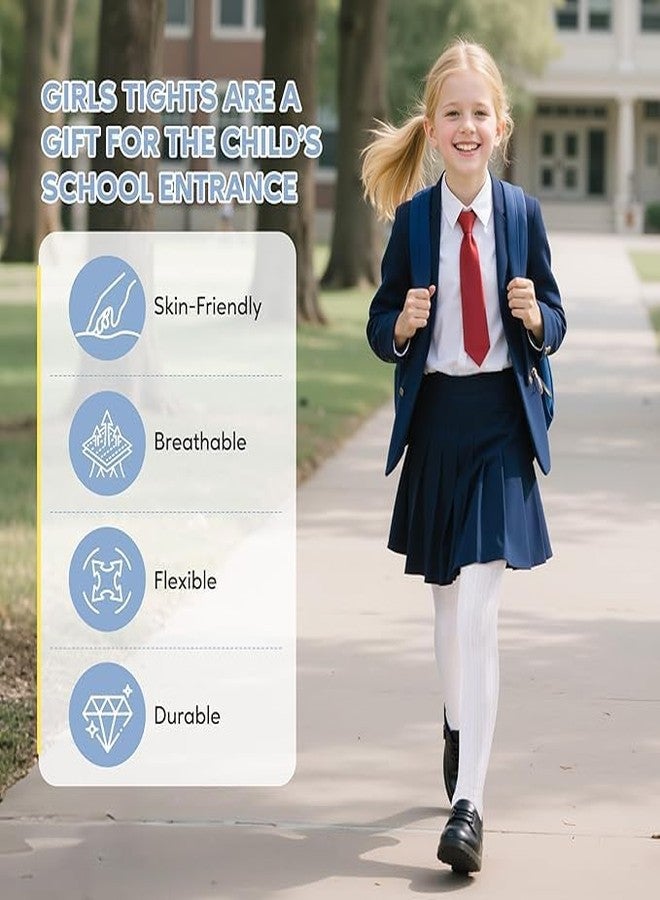 زاندو جوارب زاندو بيضاء للبنات، جوارب قطنية ضيقة للبنات، جوارب بيضاء ضيقة، مقاس 7-8، جوارب ناعمة محبوكة، جوارب طويلة بيضاء للأطفال، مقاس 6-8 سنوات، عبوة من قطعتين - Image 4