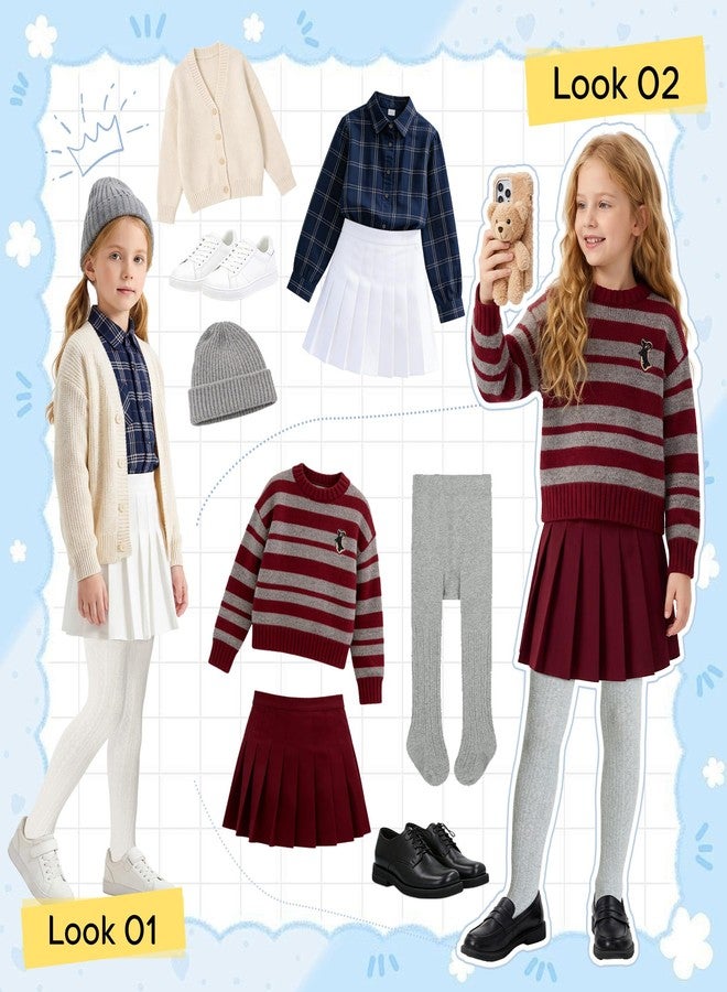 زاندو جوارب زاندو بيضاء للبنات، جوارب قطنية ضيقة للبنات، جوارب بيضاء ضيقة، مقاس 7-8، جوارب ناعمة محبوكة، جوارب طويلة بيضاء للأطفال، مقاس 6-8 سنوات، عبوة من قطعتين - Image 2