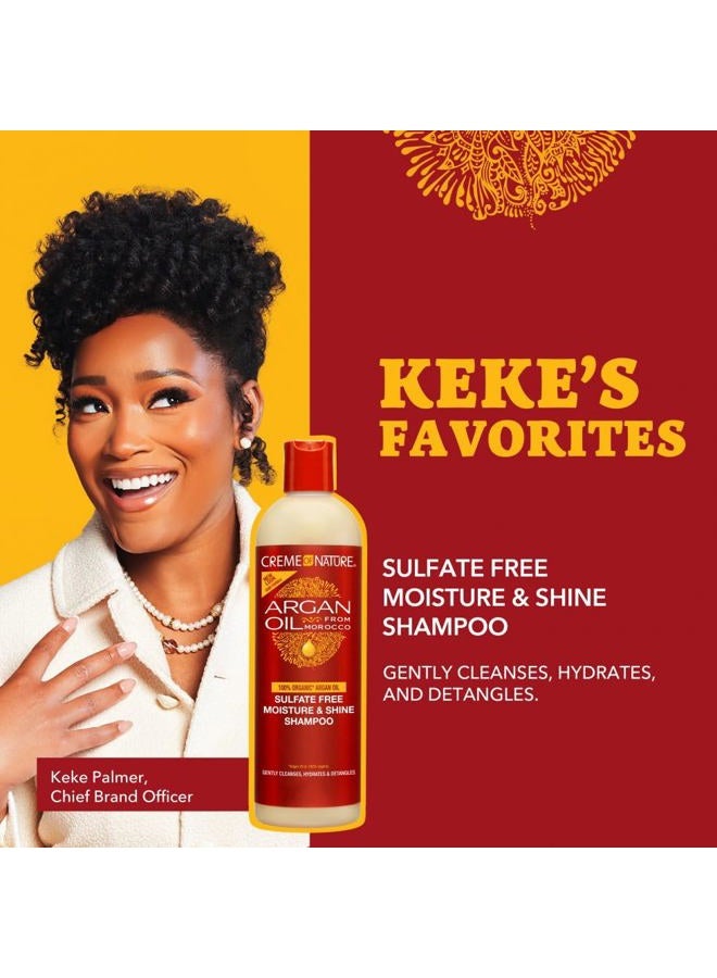 Creme of Nature شامبو زيت الأركان، شامبو الترطيب واللمعان، تركيبة العناية بالشعر خالية من الكبريتات، يغذي، يرطب، يفك التشابك، 12 أونصة سائلة. - Image 5