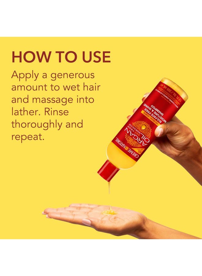 Creme of Nature شامبو زيت الأركان، شامبو الترطيب واللمعان، تركيبة العناية بالشعر خالية من الكبريتات، يغذي، يرطب، يفك التشابك، 12 أونصة سائلة. - Image 3