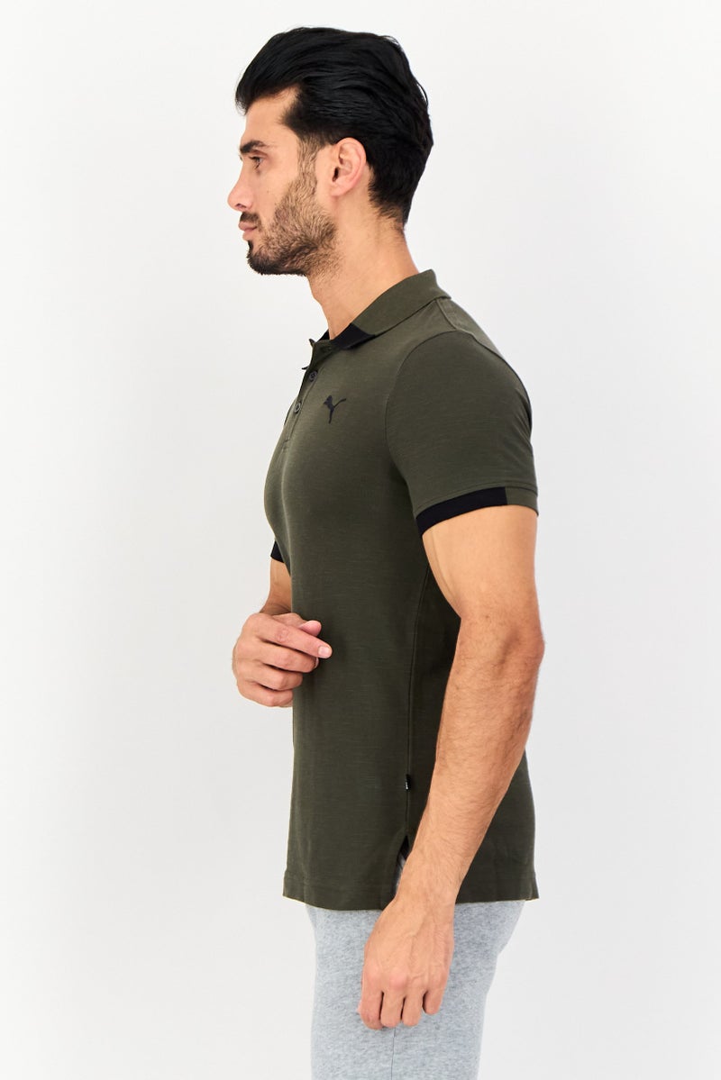PUMA تي شيرت بولو للرجال بأكمام قصيرة مناسب للرياضة في الهواء الطلق، زيتوني داكن - Image 2