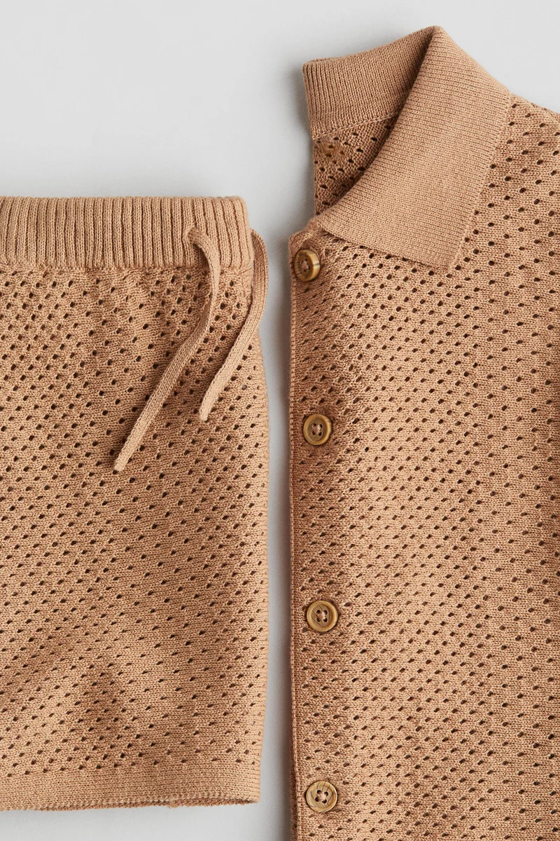 اتش اند ام طقم من قطعتين من القطن المحبوك بنسيج شبكي