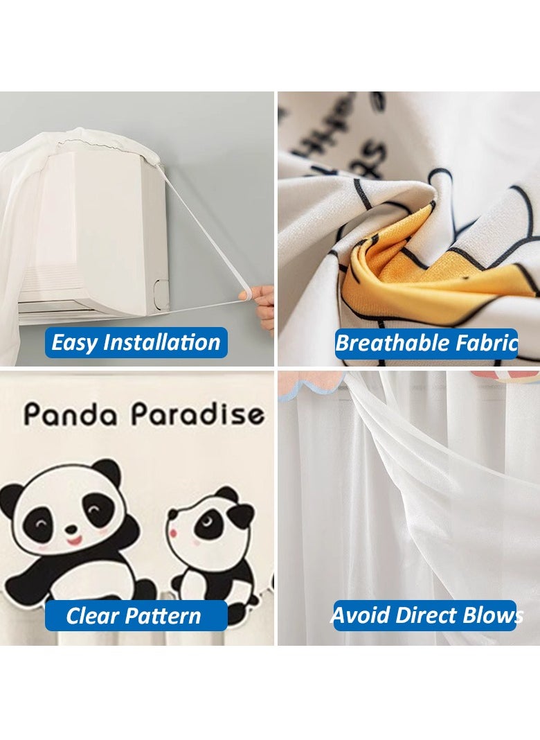 SänHahn The Windshield Curtain of The air-Conditioning Cover is Turned on Without Removing The on-Hook dust Cover, for Wall-mounted Air Conditioners for 1~1.5P, Anti Direct Blowing Windshield Wind Guide for Home/Room/Office/Elderly, Babies, Pregnant Women - Panda Pattern  - Image 2