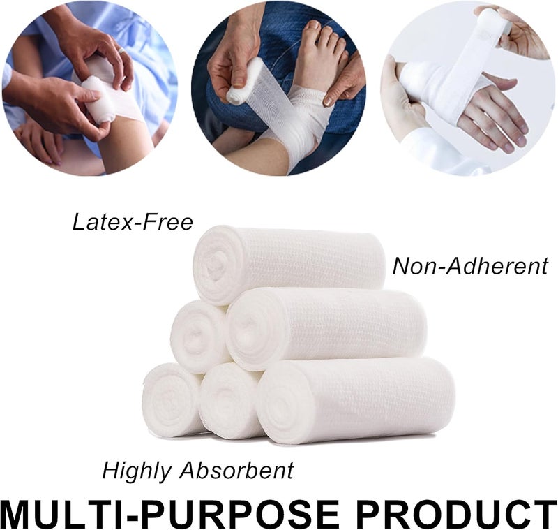 General Medi Conforming Bandage 4 x 5 Yards Stretched 24Pack Gauze Bandage Rolls with Bonus Tape Scissors First Aid Supplies NonSterile - Image 4