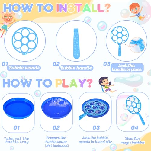 REZUCREY 27 Pcs Big Bubble Wands Toys Set Giant Bubble Wands with Tray for Kids Summer Outdoor Toys Bubbles Party Favors Bubbles Maker Bulk for Kids Toddlers Boys Girls Age 3 4 5 6 7 8 - Image 5