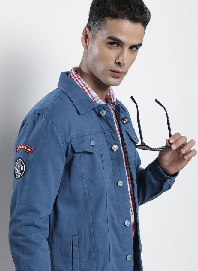The Indian Garage Co Men Slim Fit Solid Round Neck Long Sleeves Jacket - Image 1