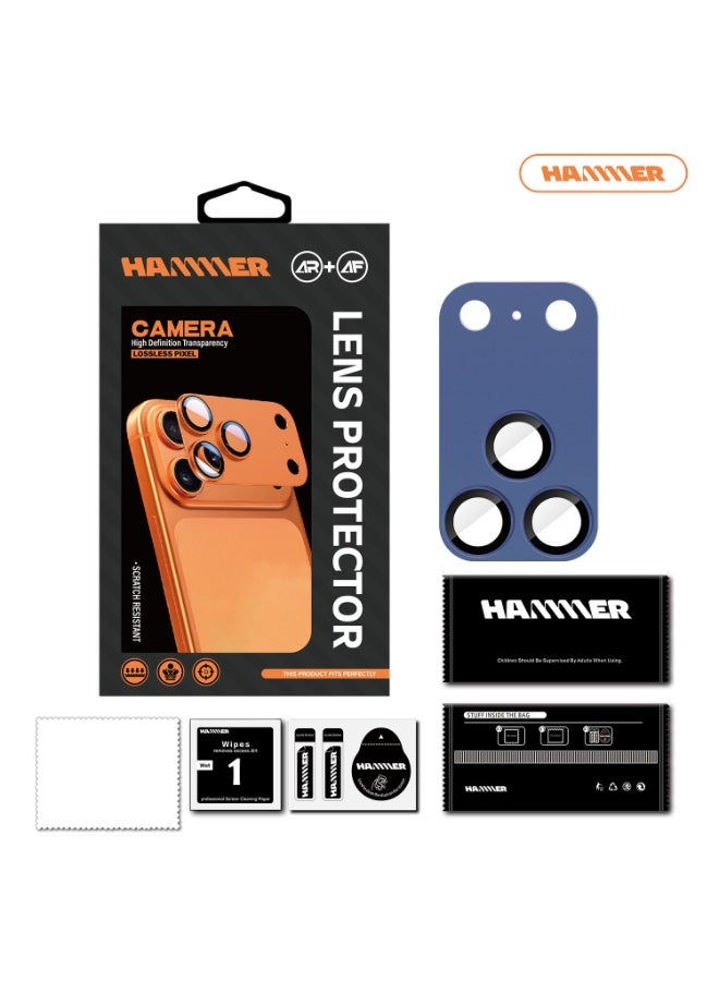 Hammer Camera Lens Protector for iPhone 17 Pro Max, Heavy Duty Scratch and Drop Protection, Full Coverage, 3D Metal, Case Compatible, Tempered Glass Camera Cover, Blue - Image 1