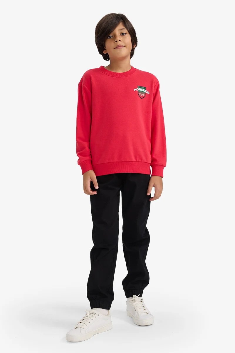 Defacto Slogan Crew Neck Sweatshirt
