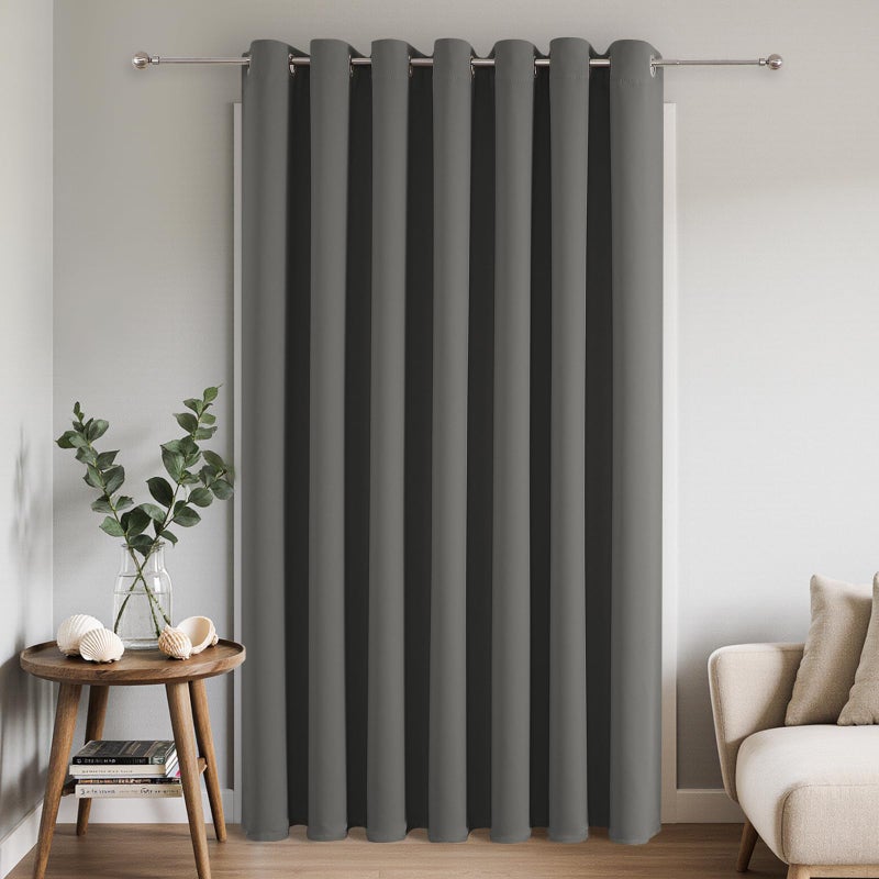 Joydeco Blackout Patio Sliding Door Curtains 84 Inches Long, Grommet Privacy Room Divider Curtains, Extra Wide Thermal Blackout Drapes for Bedroom Living Room (Light Grey, 100Wx84L, 1 Panel) - Image 1