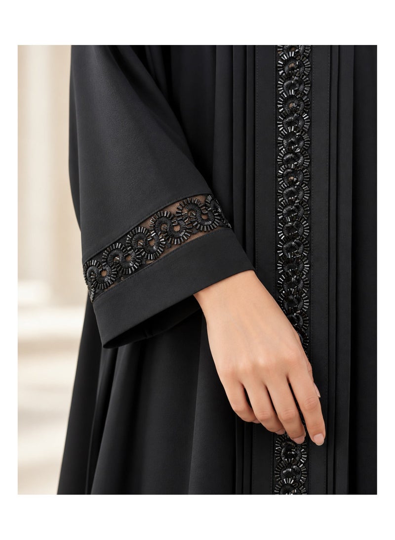 KAVALEE Women's Noir Halo Black Beaded Pullover Abaya with Matching Scarf Available - Image 2