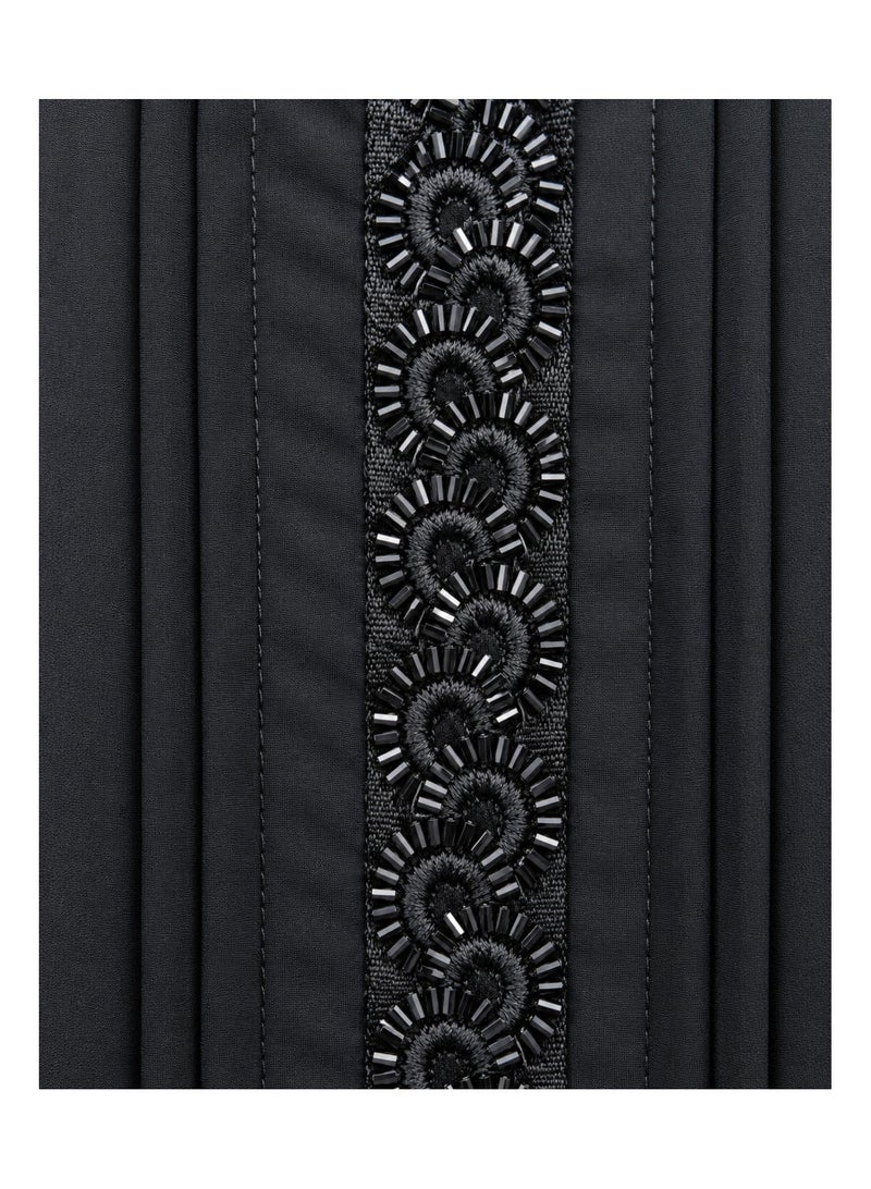 KAVALEE Women's Noir Halo Black Beaded Pullover Abaya with Matching Scarf Available - Image 3