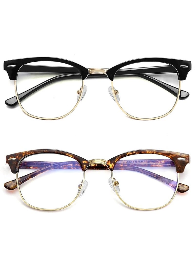 Generic - 2 Pack Blue Light Blocking Glasses Men Women Semi Rimless Anti Eyestrain Filter Blue Ray UV400 Clear Lens Computer Eyewear - Image 1