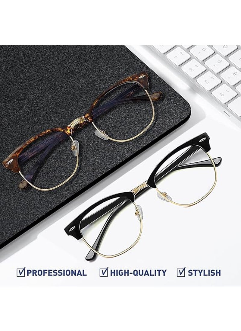 Generic - 2 Pack Blue Light Blocking Glasses Men Women Semi Rimless Anti Eyestrain Filter Blue Ray UV400 Clear Lens Computer Eyewear - Image 1