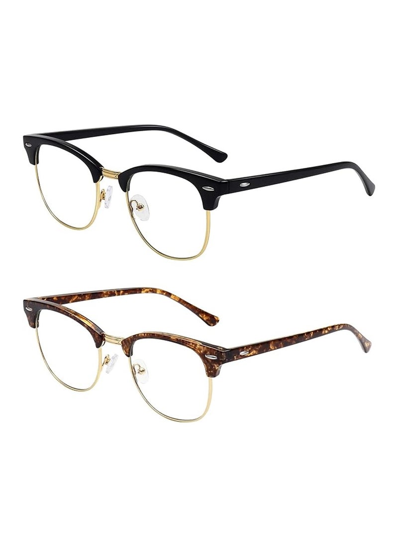 Generic - 2 Pack Blue Light Blocking Glasses Men Women Semi Rimless Anti Eyestrain Filter Blue Ray UV400 Clear Lens Computer Eyewear - Image 1