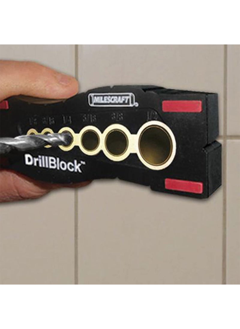 Milescraft Milescraft 1312 Drill Block - Handheld Drilling Guide, Drilling Jig with Drill Guides for 6 of the Most Common Drill Bit Sizes, Precision Drilling Tool Accessory  - Image 5