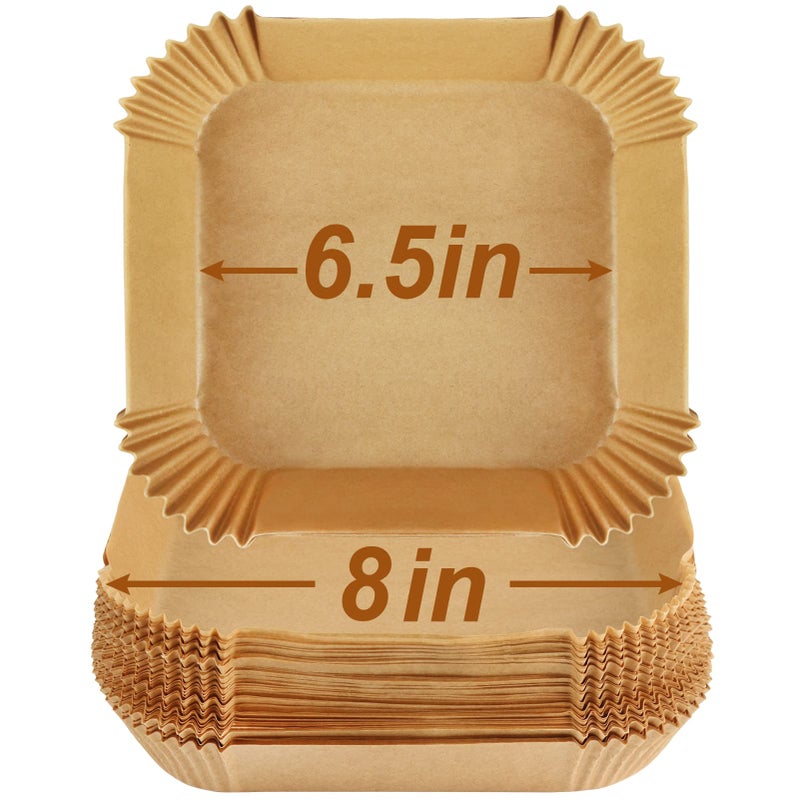 YQL Square Air Fryer Liners 65inch Airfryer Liners Disposable for Air Fryer 35L  6L Non Stick Parchment Paper Compatible with Ninja Cosori Philips Russell Hobbs 50PCS Outer Size 8 inch