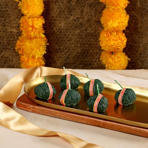PROSPERRO LUMO by Parkash Candles Premium Sutli Cracker Shaped Candle || Hand Poured || Green Sutli Cracker Candles || Decorative Candle 100% Paraffin Wax || Set of 6 - Image 2