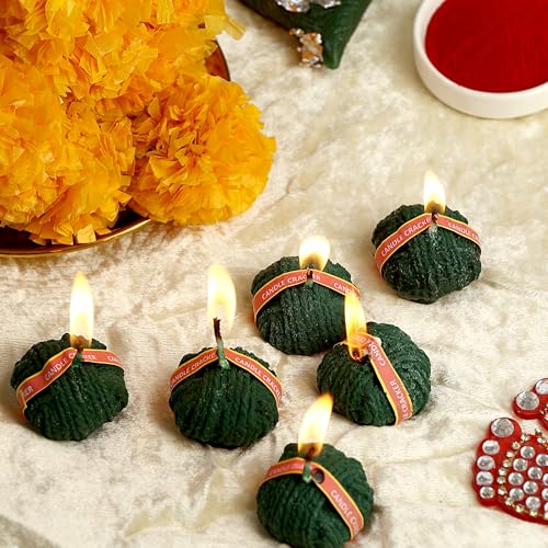 PROSPERRO LUMO by Parkash Candles Premium Sutli Cracker Shaped Candle || Hand Poured || Green Sutli Cracker Candles || Decorative Candle 100% Paraffin Wax || Set of 6 - Image 1