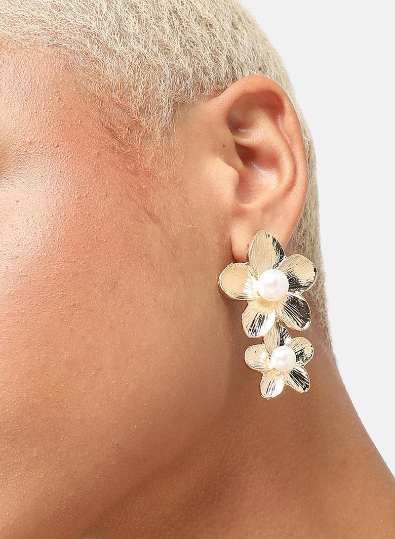 سوهي قرط متدلي من الحجر مصمم للحفلات مطلي بالذهب