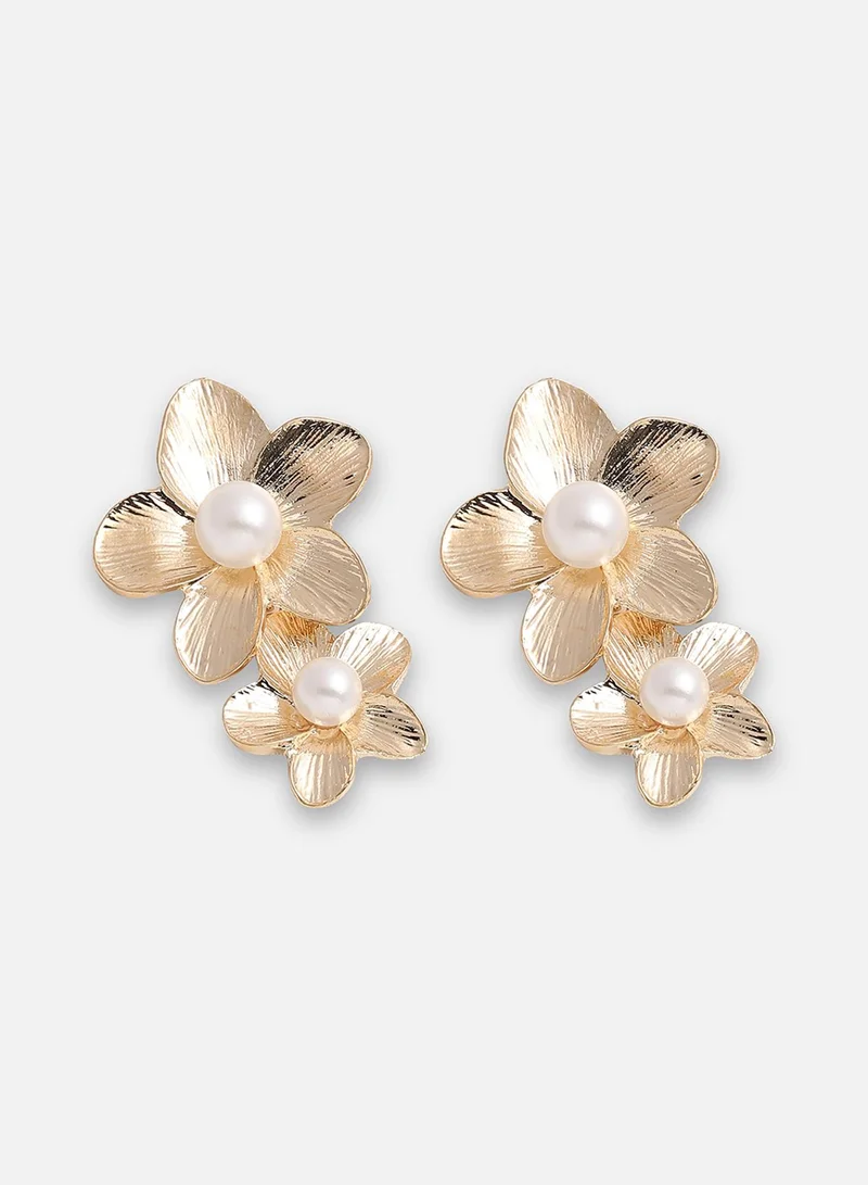 سوهي قرط متدلي من الحجر مصمم للحفلات مطلي بالذهب