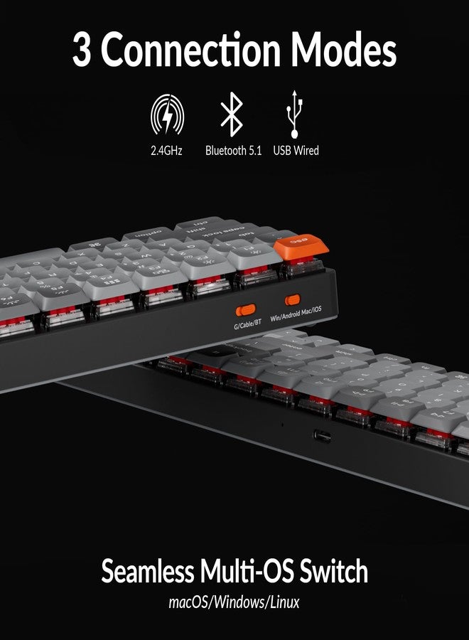 كيشرون لوحة مفاتيح Keychron K17 Max 96% بتصميم QMK/Launcher، فائقة النحافة، لاسلكية/سلكية من النوع C، ميكانيكية، بإضاءة خلفية LED بيضاء، ومفاتيح Gateron الميكانيكية الحمراء منخفضة الارتفاع، متوافقة مع أنظمة Mac وWindows وLinux - Image 3