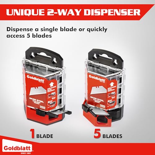 Goldblatt 100-Pack Utility Blades Premium Tempered SK2M Steel with Dispenser (G08283) - Image 4