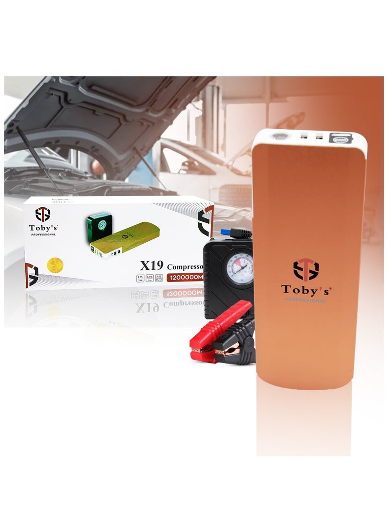 Toby's Toby’s X19 Jump Starter With Compressor For Cars 16000mAh And 59.2WH Power Bank For Electronic Devices  - Image 1