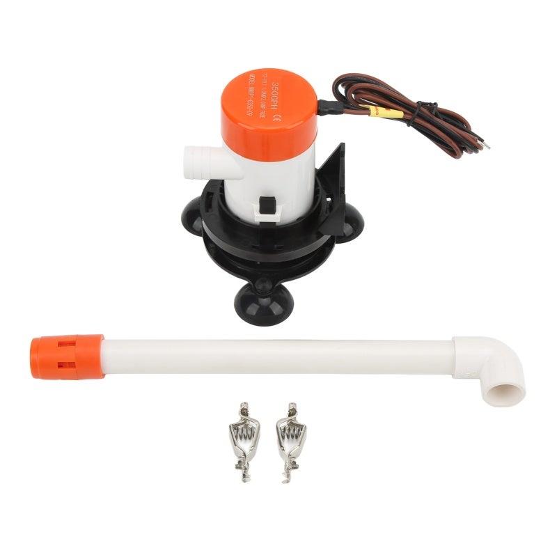 Livewell Pump 12V 350GPH Adjustable Flow - Strong Saltwater Freshwater Adaptability Aerator Pump for Marine Fishing, Bait Tank Maintenance - Image 1