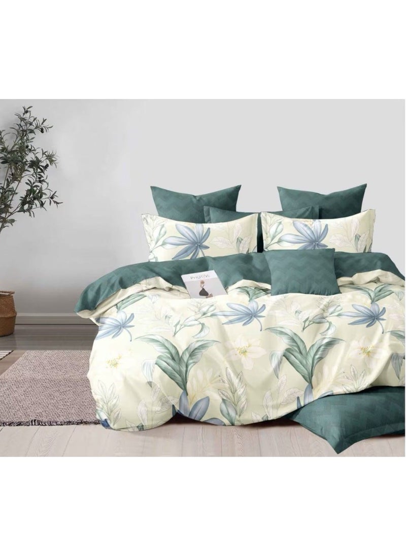 AL RAID 6-Piece King Size, Hotel Luxury Feel, Wrinkle & Fade Resistant 1xDuvet Cover 220x240cm, 1xFitted Sheet 200x200+30cm, 4xPillow Case 50x75cm 