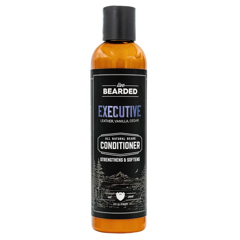 Live Bearded Beard Conditioner, 8 fl oz - Strengthens and Softens Facial Hair - Made in the USA - All-Natural Ingredients with Biotin, Caffeine | Executive Scent - Cedar, Vanilla