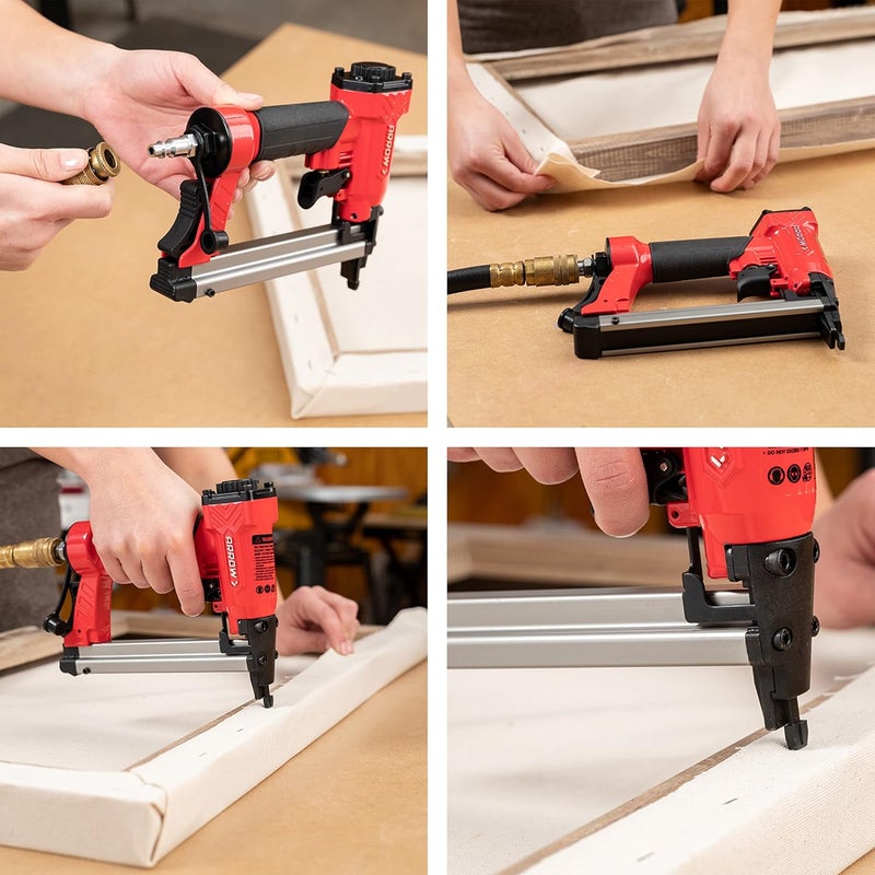Arrow Fastener Arrow PT50 Oil-Free Pneumatic Staple Gun, Professional Heavy-Duty Stapler for Wood, Upholstery, Carpet, Wire Fencing, Fits 1/4”, 5/16”, 3/8", 1/2", 9/16” Staples , Red - Image 4