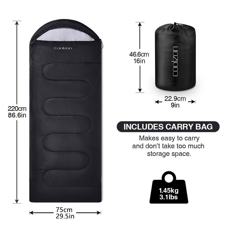 Coolzon Lightweight Backpacking Sleeping Bag for Adults Boys and Girls, Cold Weather Kids Sleeping Bag for All Season Hiking & Camping - Image 2