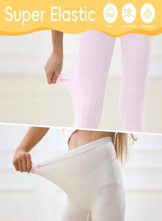 زاندو جوارب زاندو للأطفال الصغار من عمر سنتين إلى أربع سنوات - جوارب شتوية دافئة محبوكة بنمط كابل للبنات، من حديثات الولادة إلى عمر أربع سنوات، جوارب بدون خياطة بيضاء*2 - Image 4