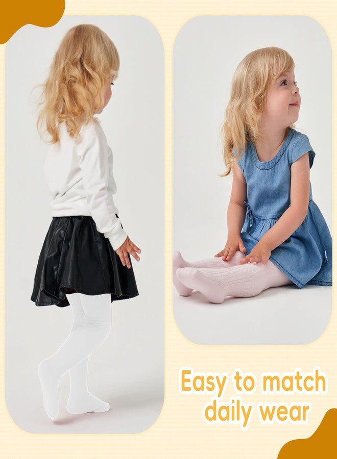 زاندو جوارب زاندو للأطفال الصغار من عمر سنتين إلى أربع سنوات - جوارب شتوية دافئة محبوكة بنمط كابل للبنات، من حديثات الولادة إلى عمر أربع سنوات، جوارب بدون خياطة بيضاء*2 - Image 5