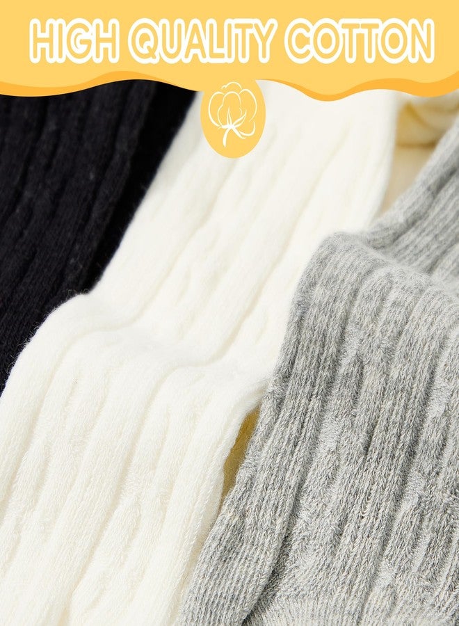 زاندو جوارب زاندو للأطفال الصغار من عمر سنتين إلى أربع سنوات - جوارب شتوية دافئة محبوكة بنمط كابل للبنات، من حديثات الولادة إلى عمر أربع سنوات، جوارب بدون خياطة بيضاء*2 - Image 2