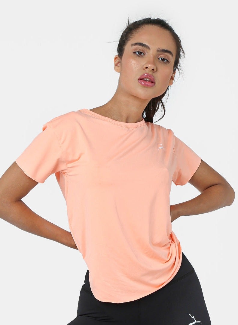 Doe Women Basic Lightweight Workout Casual Short Essentials Sleeved Dry Fit T Shirt - Image 1