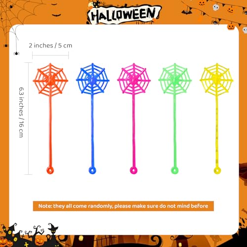 Yeetec 12 Pack Sticky Spider Web Cobweb Sticky Hands Stretchy Sensory Toys for Halloween Party Favors Birthday Party Supplies Bag Fillers Classroom Prizes Random Color - Image 5