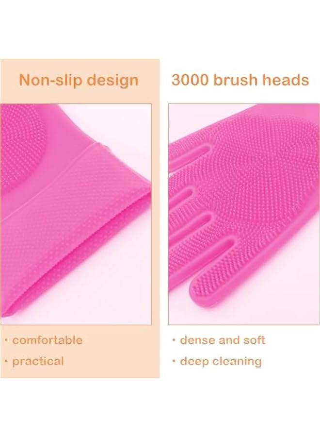 Pet Grooming Gloves, Dog Bathing Gloves with High-Density Teeth, Heat Resistant Silicone Cat Hair Remover with Enhanced Five Finger Design, Bathing and Massaging for Dogs and Cats (Pink) - Image 3