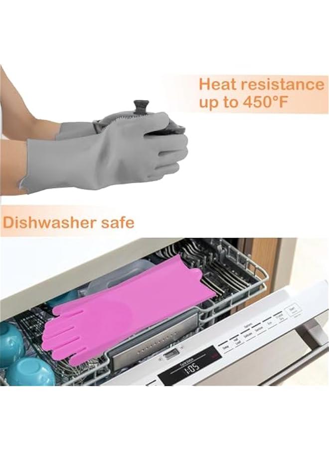 Pet Grooming Gloves, Dog Bathing Gloves with High-Density Teeth, Heat Resistant Silicone Cat Hair Remover with Enhanced Five Finger Design, Bathing and Massaging for Dogs and Cats (Pink) - Image 4