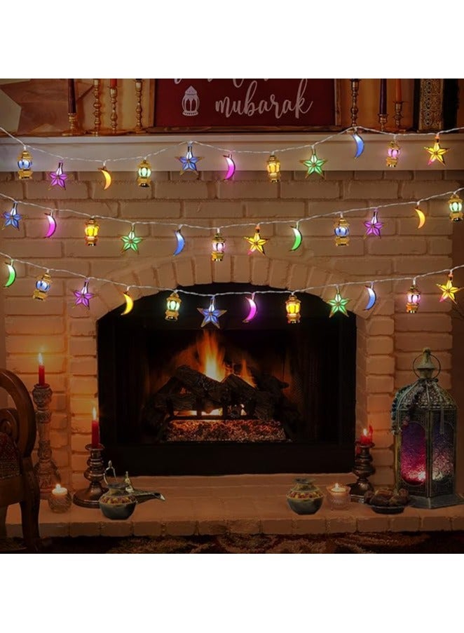 حبل زينة فانوس وهلال ونجمة مجسم فضي – موديل B-27 - Image 1