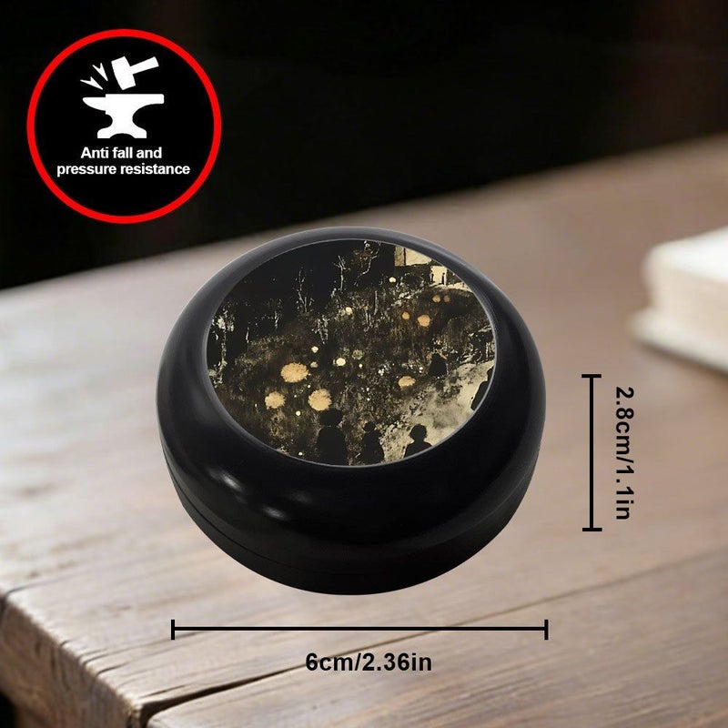1pc Black Metal Airtight Waterproof Stash Jar Smell Proof Vintage Round Container With Snap Lid And Scrapers Multipocket Organizer Box For Travel Home Office Storage Trinkets Medication - Image 2