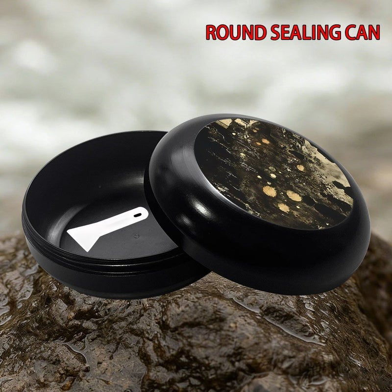 1pc Black Metal Airtight Waterproof Stash Jar Smell Proof Vintage Round Container With Snap Lid And Scrapers Multipocket Organizer Box For Travel Home Office Storage Trinkets Medication - Image 1