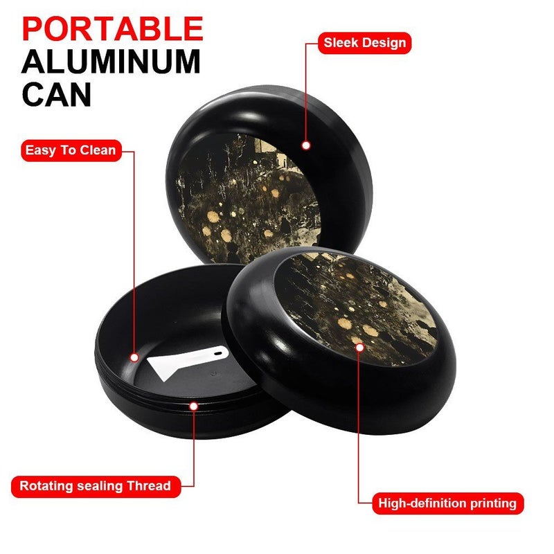1pc Black Metal Airtight Waterproof Stash Jar Smell Proof Vintage Round Container With Snap Lid And Scrapers Multipocket Organizer Box For Travel Home Office Storage Trinkets Medication - Image 3