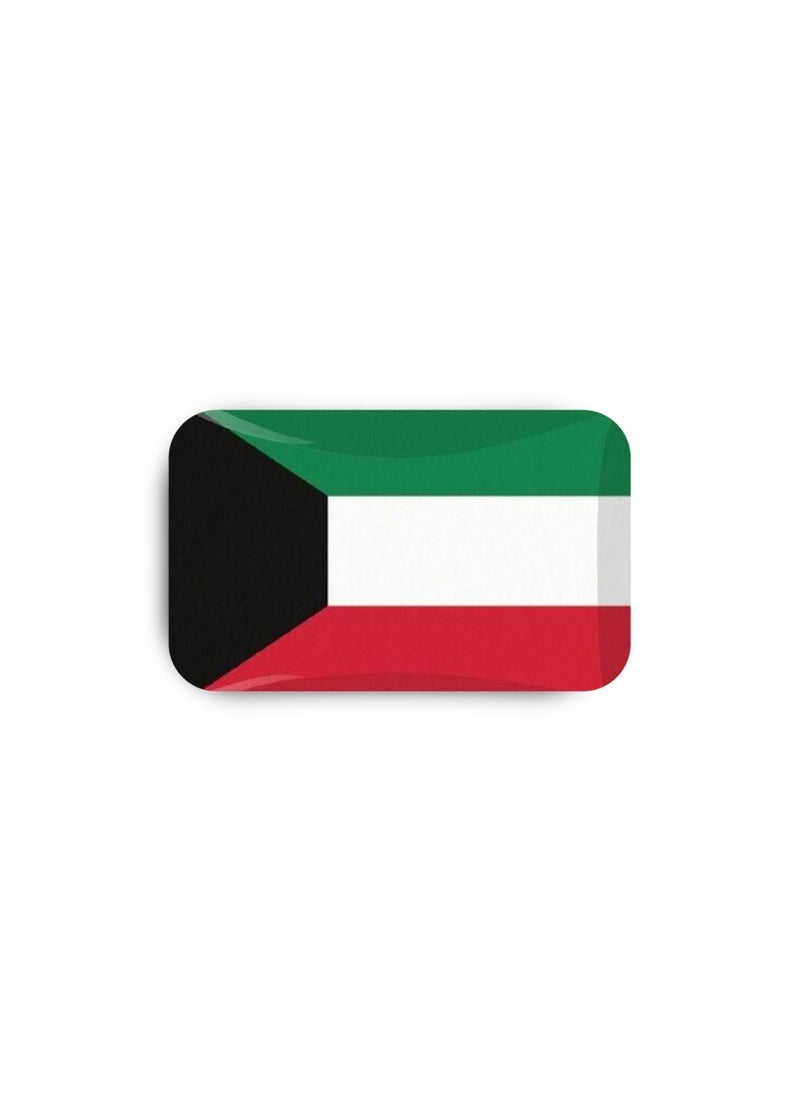 971MEDIA Kuwait Flag - Metal Badge Epoxy Coated with Magnetic Pin that Doesn't Tear Clothes  - Image 2