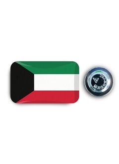 971ميديا علم الكويت - بادج معدني مطلي بطبقة إيبوكسي مع دبوس مغناطيسي أنيق ومتین لا يتسبب في تمزيق الملابس  - Image 1