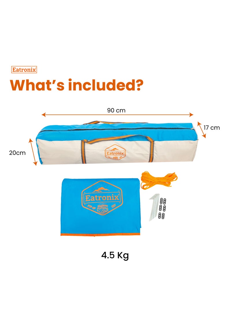Eatronix - Easy Setup Pop Up Camping Tent-Double Layered D210 Polyester with Anti-UV Coating, Dust and Wind Proof, 240L x 240W x 155H cm, 4.5kg, Water-Proof, Automatic - Image 1