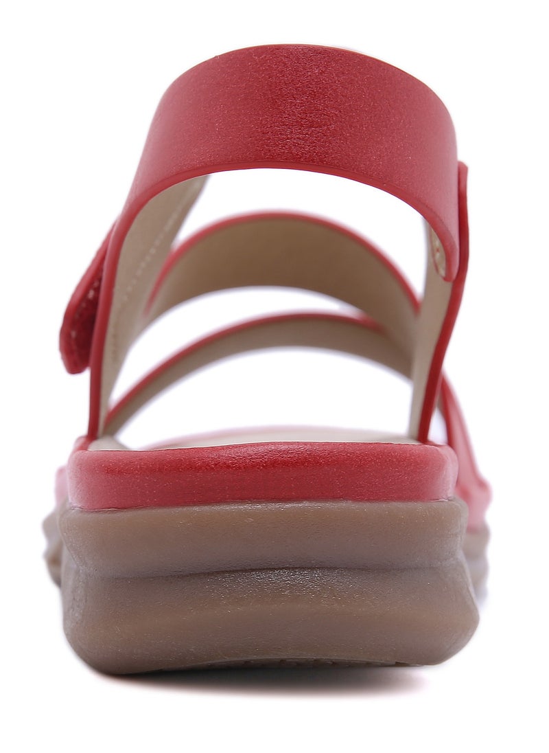 SIKETU Women's Casual Lightweight Plus-Size Retro Comfortable Sandals Red  - Image 2