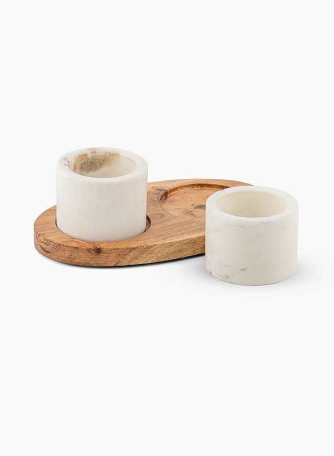 2XL Home S/2 Vlad Condmnt Bowl/Tray WH/BRWN 20x6 - Image 2