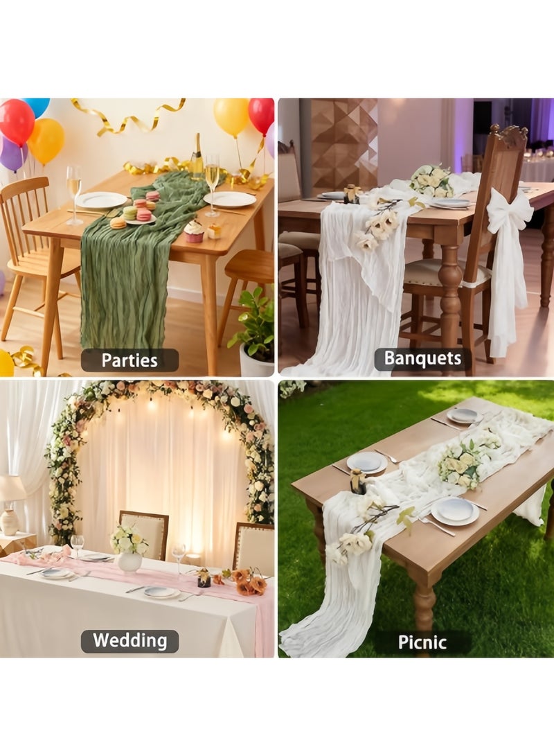 Winner Sheer table runner, single piece, bohemian style, vintage New Year decoration, beige sheer fabric, suitable for Thanksgiving, Christmas and other occasions, can be used for baby showers, bridal showers, weddings, birthday parties, etc.90*300cm White - Image 5